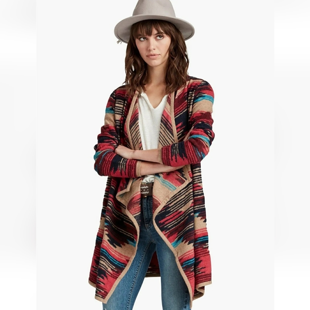 Lucky Brand Aztec Drape Long Sleeve Cardigan Size Medium